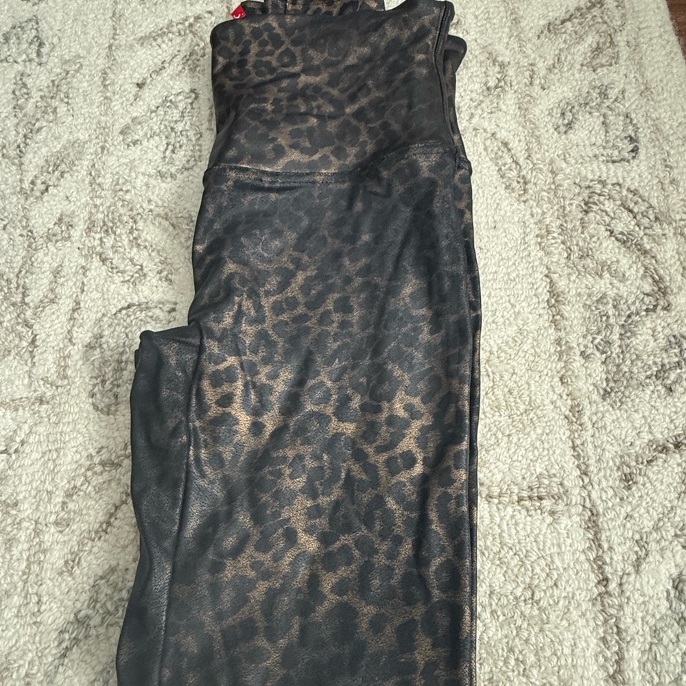 SPANX Leopard Print Leather Pants